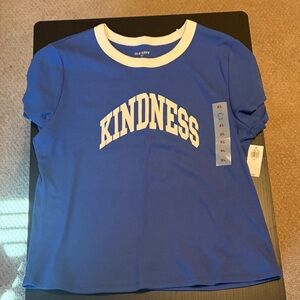 Old Navy Blue Ringer Tee with White "KINDNESS" Print - Size XL